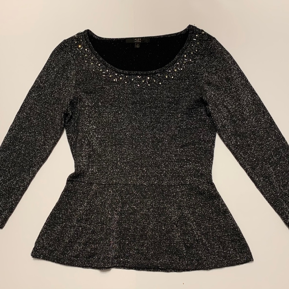 Alex and Marie black and silver metallic shirt